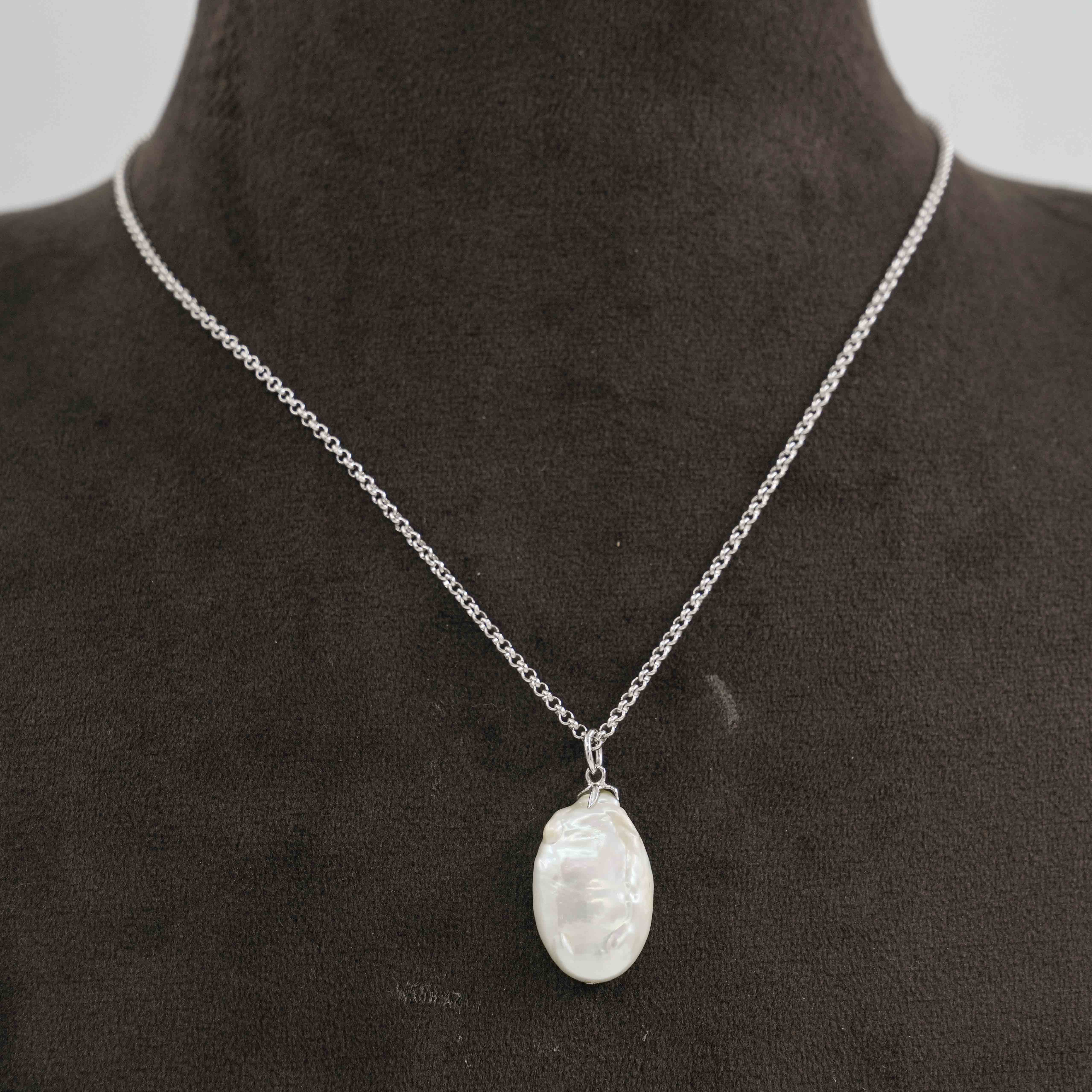 The Pearl Atelier by Kabra Pearls - 92.5 Silver Chain with Baroque Pearl Pendant